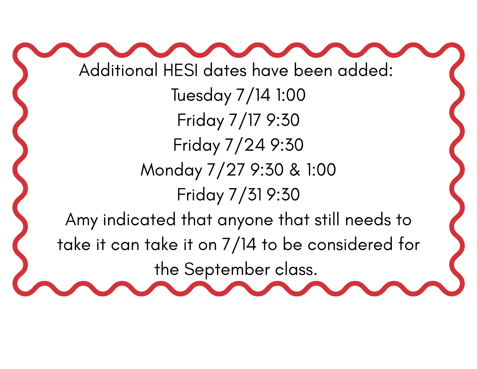 hesi pic updated test dates